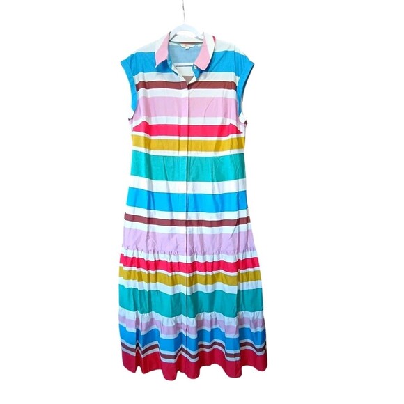 Boden Betty Maxi Shirt Dress -Size 14 R -Multi Stripe Rainbow - Picture 1 of 4